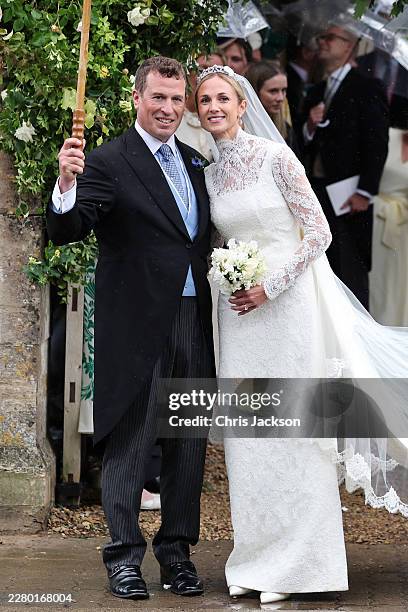 Peter Phillips and Harriet Sperling depart from their Royal wedding at All Saints' Church on June 06, 2026 in Kemble, England. Peter Phillips, the...