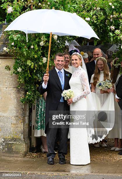Peter Phillips and Harriet Sperling depart from their Royal wedding at All Saints Church on June 06, 2026 in Kemble, England.