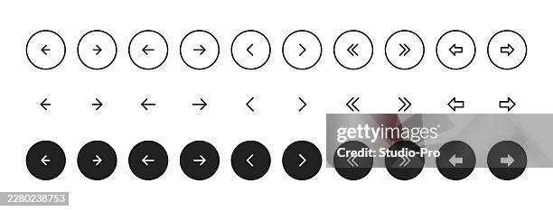 arrows icons set - back arrow stock illustrations