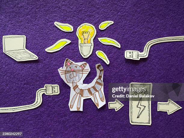 creative process converting ideas into innovation in tech solutions. problem solving & data science - data science stock illustrations