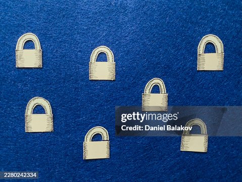Digital Security Concept With Unlocking Padlocks On Blue Background Digital Security Concept With Unlocking Padlocks On Blue Background