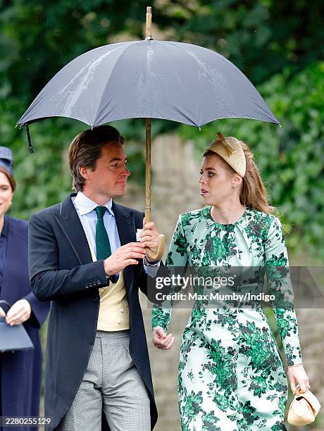 Edoardo Mapelli Mozzi and Princess Beatrice attend the wedding of Peter Phillips and Harriet Sperling at All Saints' Church on June 6, 2026 in...