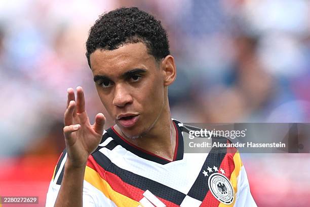 Jamal Musiala of Germany reacts during the international friendly match between United States and Germany at Soldier Field on June 06, 2026 in...