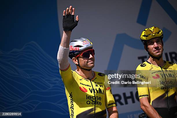 Wout van Aert of Belgium and Team Visma | Lease a Bike prior to the 78th Tour Auvergne-Rhone-Alpes 2026, Stage 1 a 146.2km stage from Vizille to...