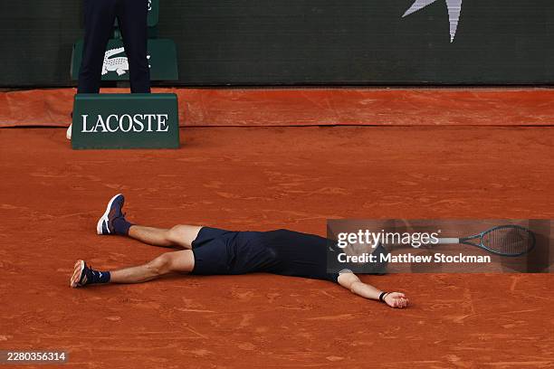 Alexander Zverev of Germany celebrates winning championship point against Flavio Cobolli of Italy in the Men’s Singles final match on Day Fifteen of...