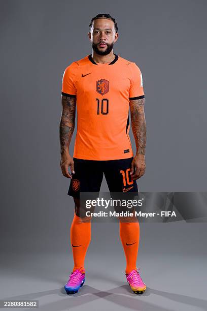 Memphis Depay of Netherlands poses for a portrait during the official FIFA World Cup 2026 portrait session on June 06, 2026 in White Plains, New York.