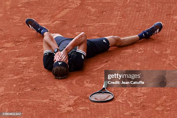 Alexander Zverev of Germany celebrates his victory against Flavio Cobolli of Italy in the men's final during day 15 of the 2026 French Open,...