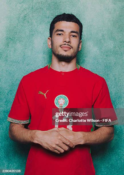 Zakaria El Ouahdi of Morocco poses for a portrait during the official FIFA World Cup 2026 portrait session on June 06, 2026 in Warren, New Jersey.