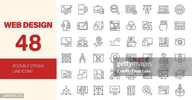 web design icon set. editable line icons. vector illustration. - animation icon stock illustrations