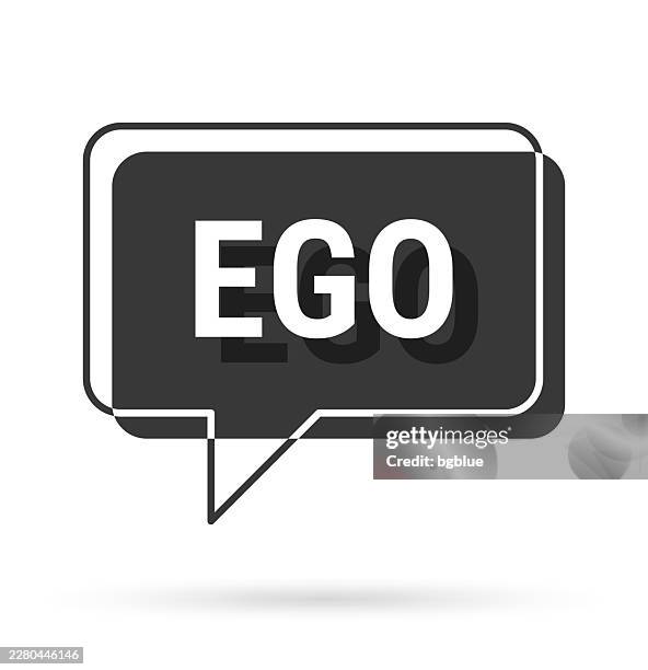 ego - 3d black speech bubble on white background - vertical 3d frame white background stock illustrations