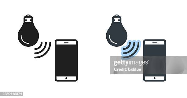smart light bulb with smartphone. icons for design - editable icon - led light home stock illustrations