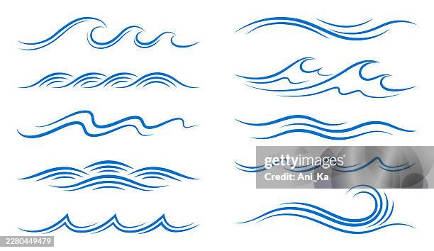 set of abstract waves - offshore wind stock illustrations