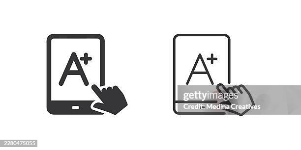 grading tablet icons. glyph solid and line series icon. - multiple choice screen stock illustrations