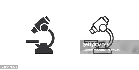 Microscope Icons. Glyph solid and line series icon. Microscope Icons. Glyph solid and line series icon.