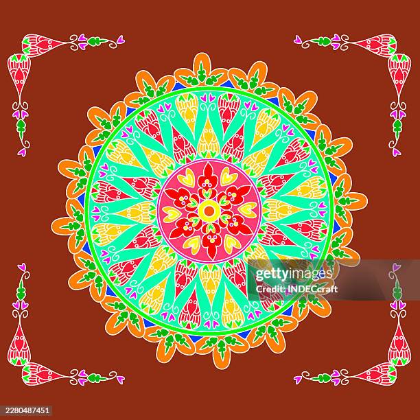 mandala design rangoli - bandana pattern stock illustrations