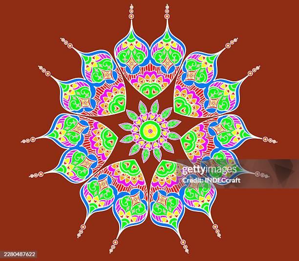 mandala design rangoli - bandana pattern stock illustrations