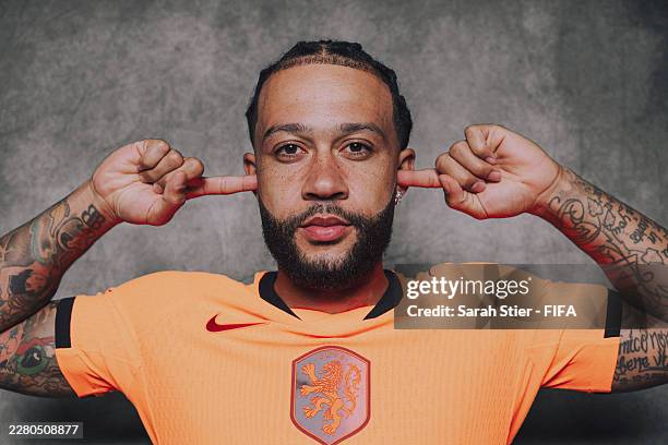 Memphis Depay of Netherlands poses for a portrait during the official FIFA World Cup 2026 portrait session on June 06, 2026 in White Plains, New York.