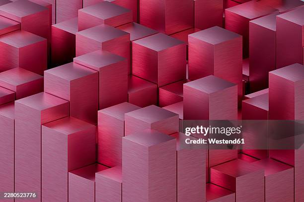 abstract pink geometric blocks forming a technology inspired pattern - office cube background stock illustrations