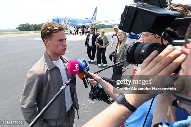 Joshua Kimmich of Team Germany arrives with the Team at Smith Reynolds Airport on June 08, 2026 in Winston-Salem, North Carolina. The German team...