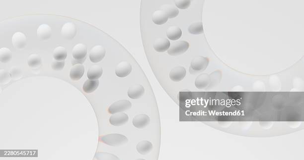abstract 3d rendered circles with transparent glass bubbles pattern - white opal stock illustrations
