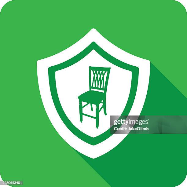 shield chair icon silhouette 2 - dining hall stock illustrations