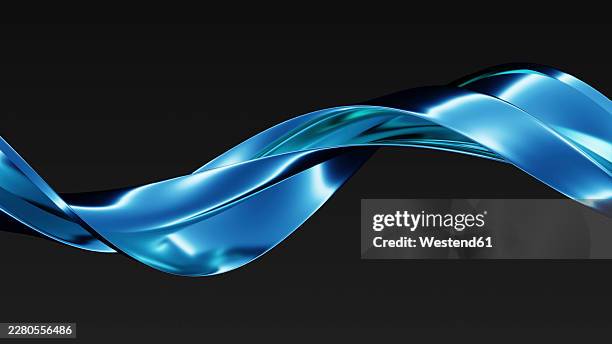 abstract blue 3d wave rendering with shiny smooth twisted shape - twisted shape stock illustrations