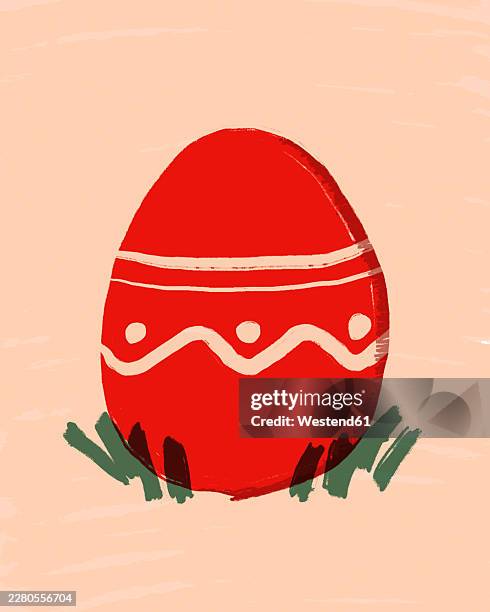 simple illustrated decorated red easter egg with copy space - easter background vertical stock illustrations