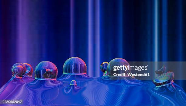 colourful abstract liquid bubbles on a modern graphic background - unusual stock illustrations
