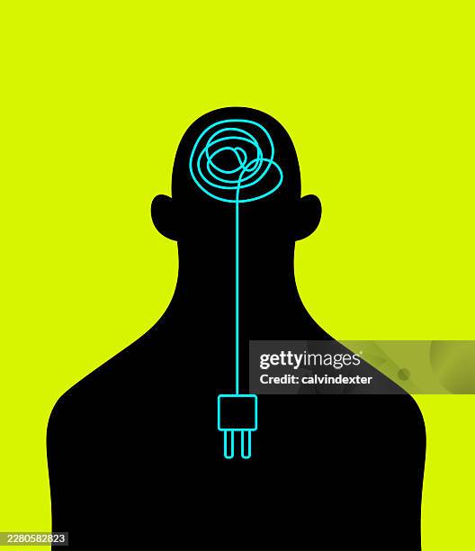 human silhouette with electric cable plug - smart plug stock illustrations