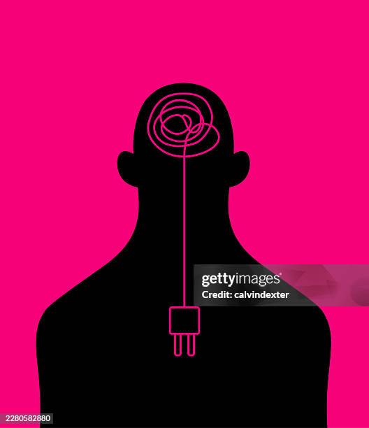 human silhouette with electric cable plug - smart plug outlet stock illustrations