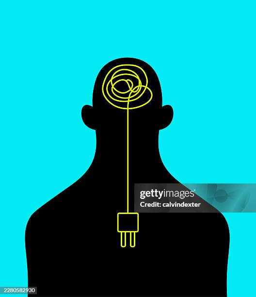 human silhouette with electric cable plug - smart plug stock illustrations