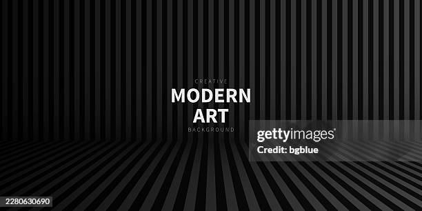 abstract striped background and black gradient - trendy 3d background - futuristic empty room stock illustrations