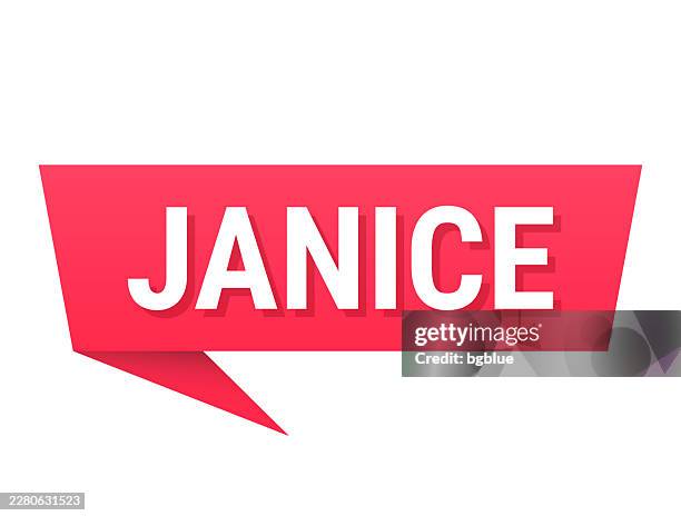 janice - female name - red speech bubble on blank background - 3d speach bubbles stock illustrations