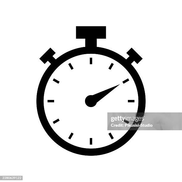 stopwatch vector icon isolated on white background - training complete stock illustrations