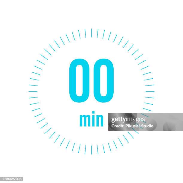 flat vector 00 minutes stopwatch countdown timer icon - digital timer stock illustrations