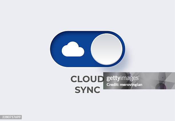 cloud sync toggle switch with cloud icon user interface element - toggle switch stock illustrations