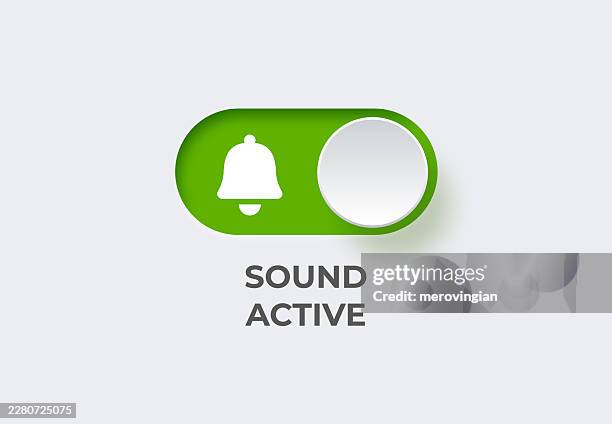 sound active toggle switch with bell icon user interface element - toggle switch stock illustrations