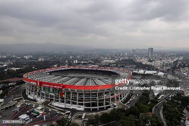 Aerial view of the Mexico City Stadium two days before the start of the 2026 World Cup on June 9, 2026 in Mexico City, Mexico.