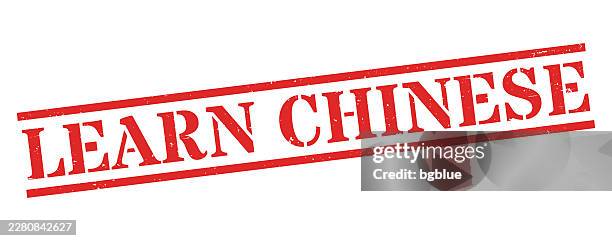 learn chinese - red rubber stamp on blank background - learning chinese language stock illustrations