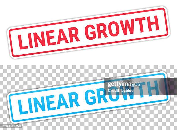 linear growth - red and blue labels on blank background - straight road perspective stock illustrations