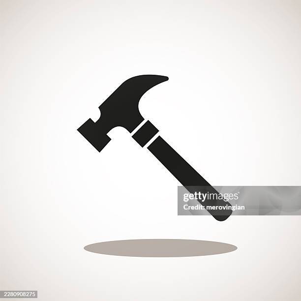 black hammer silhouette tool icon - hammer icon stock illustrations