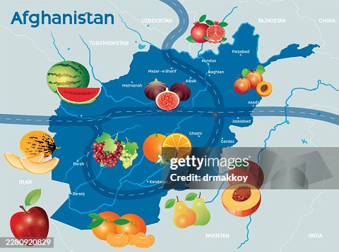 Afghanistan Fruit Map Vector Afghanistan Fruit Map Vector