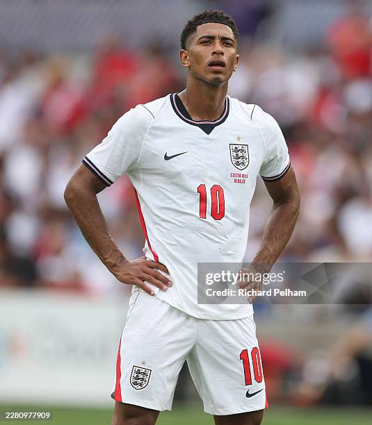 Jude Bellingham of England looks on at Inter&Co Stadium on June 10, 2026 in Orlando, Florida.