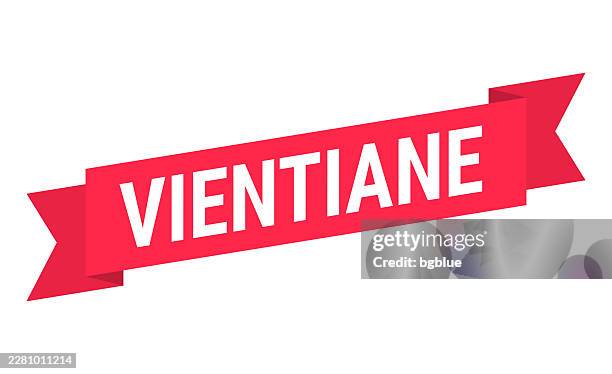 vientiane - red banner on white background - vientiane stock illustrations
