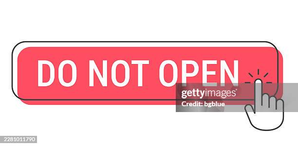do not open - click button with hand cursor on white background - hand flat open stock illustrations