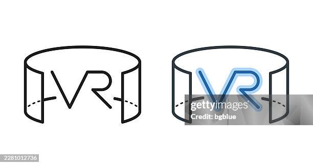 vr - virtual reality. icons for design - editable stroke icon - full circle logo stock illustrations