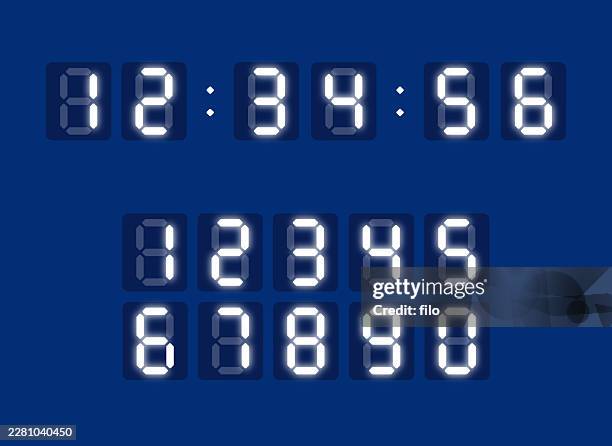 countdown timer digital clock display numbers - event planning stock illustrations