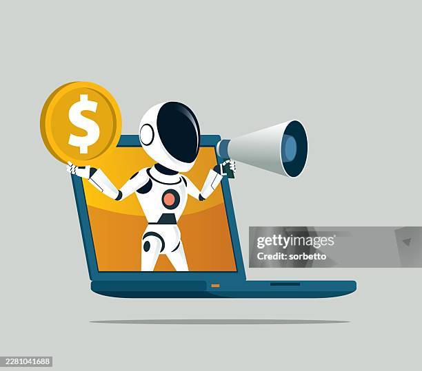 making money - robot - internet - digital banking experience stock illustrations