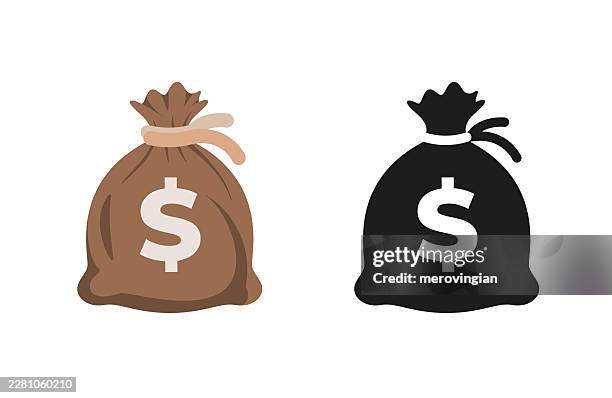 ilustraciones, imágenes clip art, dibujos animados e iconos de stock de conjunto de símbolos de bolsa de dinero - bolsa de dinero