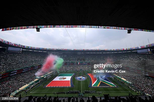 General view inside the stadium as players line up before the FIFA World Cup 2026 Group A match between Mexico and South Africa at Mexico City...